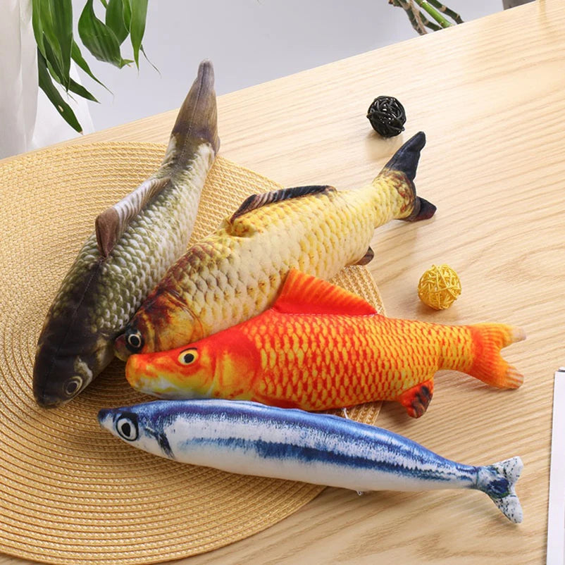 Hot Sale Cat-Teasing Toys Simulation Fish Tear-Teasing Cat Chew Plush Toys Fish Cat Supplies Pet Supplies