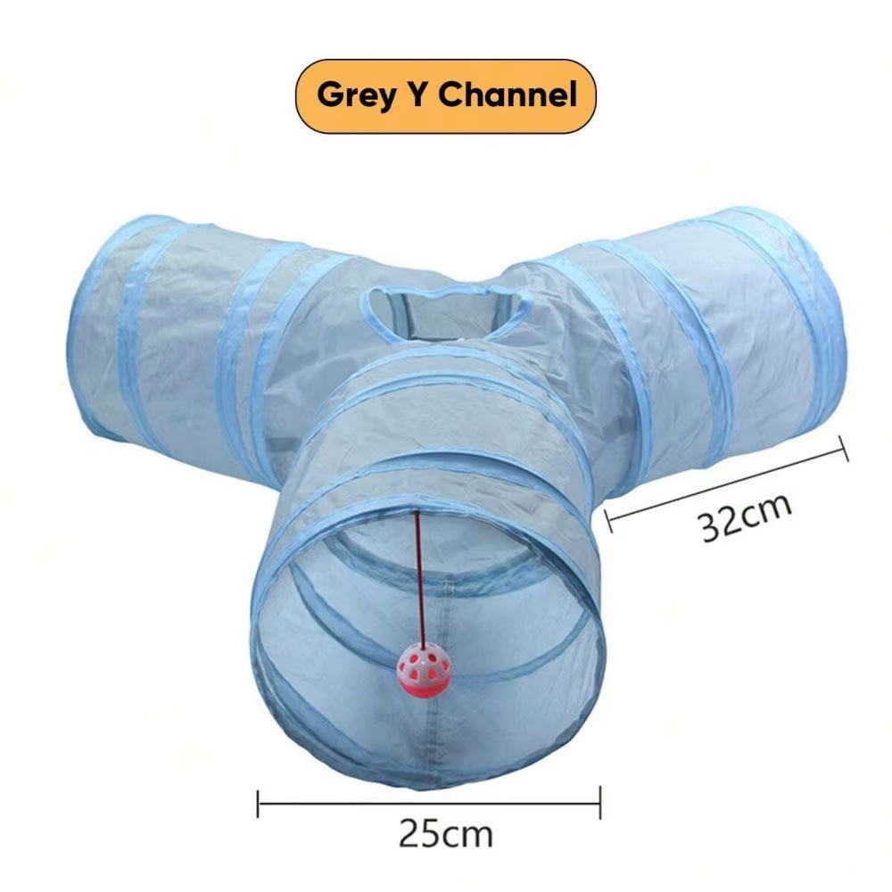 3-Way Foldable Pet Cat Tunnel Tube Toy Kitten Tunnel Toy with Peep Hole Pet Training Interactive Toy Tunnel Tube