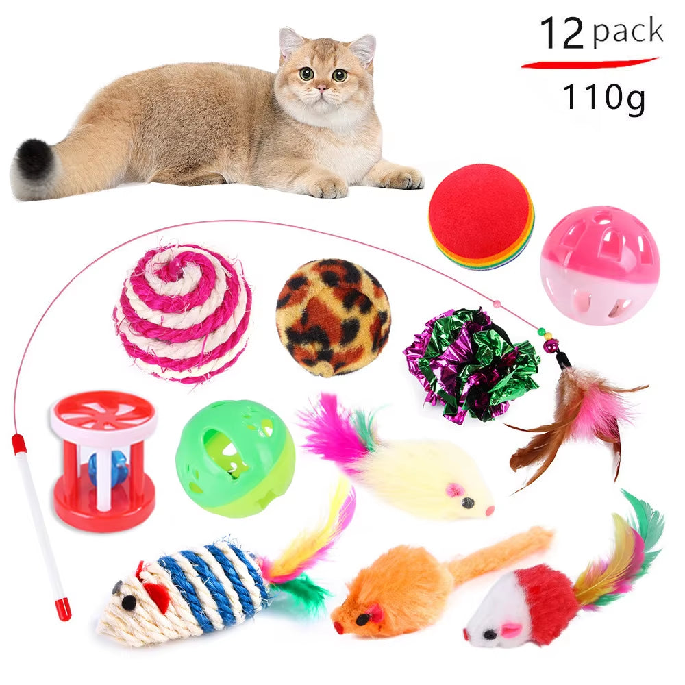 Variety Cat Toy Combination Set Cat Toy Funny Cat Stick Sisal Mouse Bell Ball Cat Supplies 20 Piece Set Anti