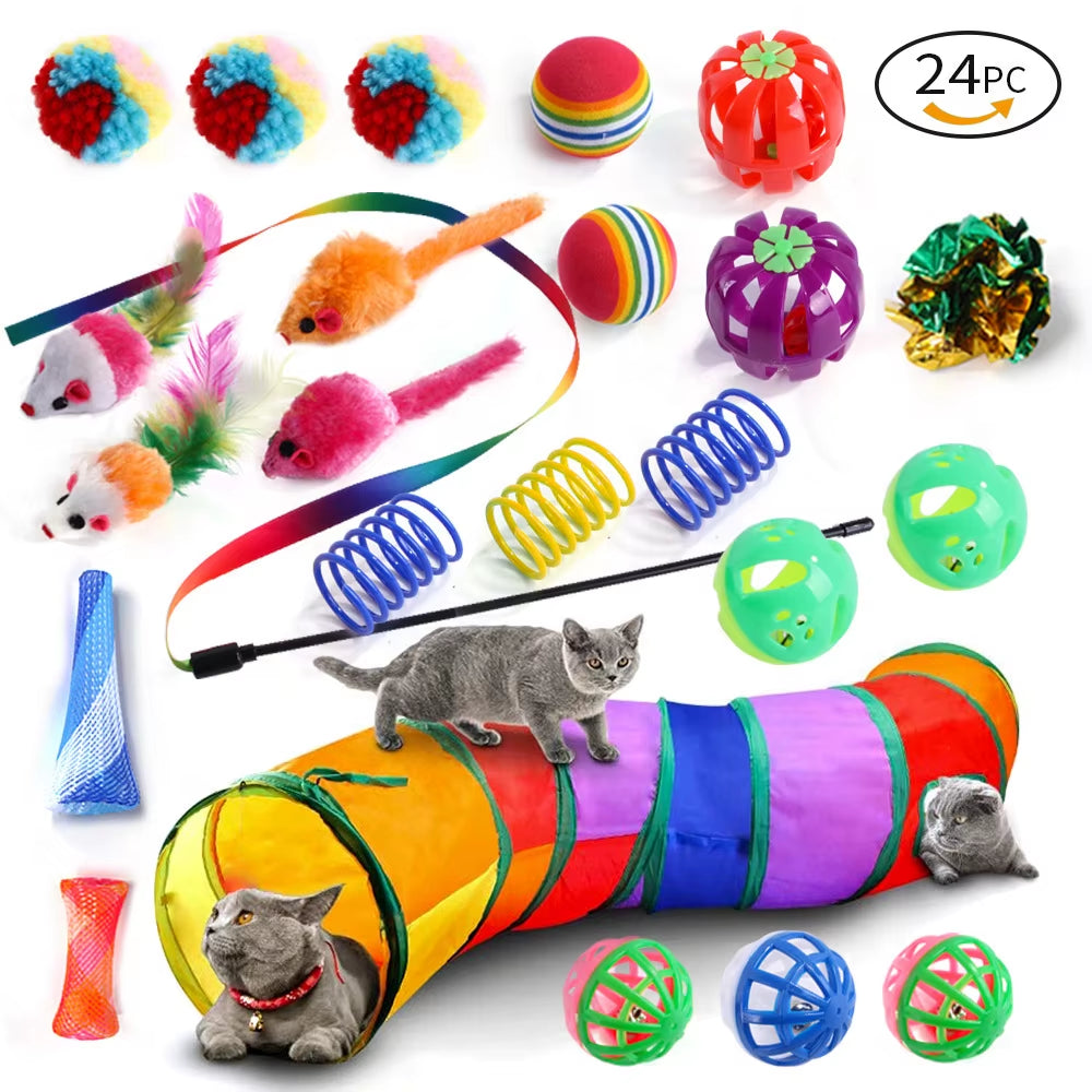 Variety Cat Toy Combination Set Cat Toy Funny Cat Stick Sisal Mouse Bell Ball Cat Supplies 20 Piece Set Anti