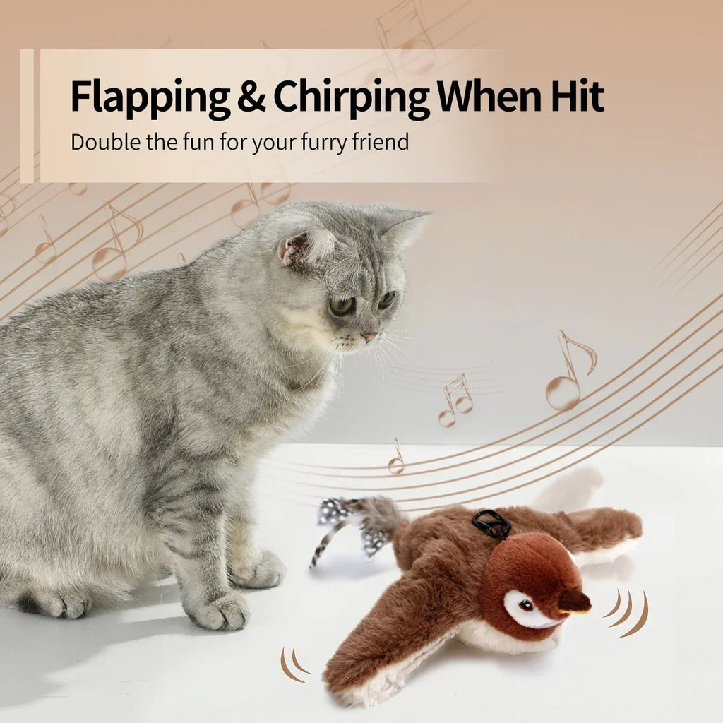 Flapping Bird Cat Toy Interactive Cat Toy Realistic Bird Sound Plush Cat Toy Catnip for Cats Kitten Toy Fun Indoor Kitten Toys