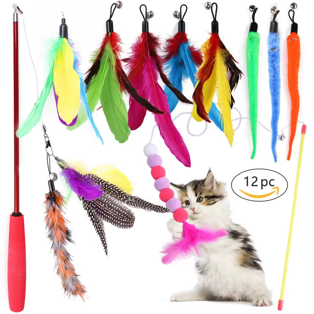 Variety Cat Toy Combination Set Cat Toy Funny Cat Stick Sisal Mouse Bell Ball Cat Supplies 20 Piece Set Anti