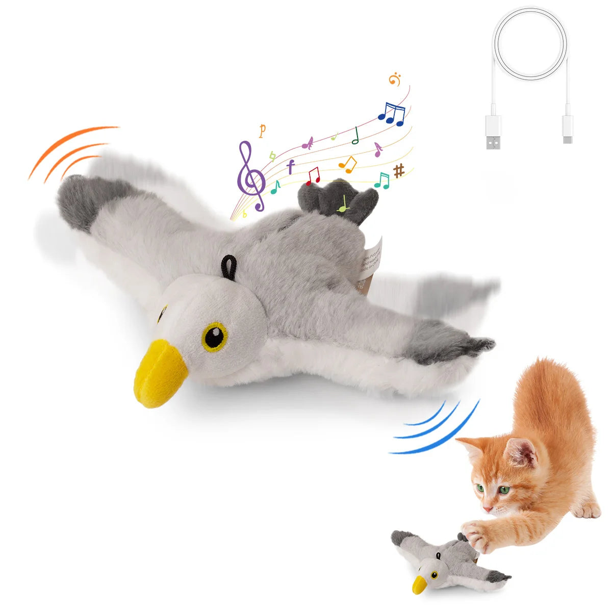 Flapping Bird Cat Toy Interactive Cat Toy Realistic Bird Sound Plush Cat Toy Catnip for Cats Kitten Toy Fun Indoor Kitten Toys
