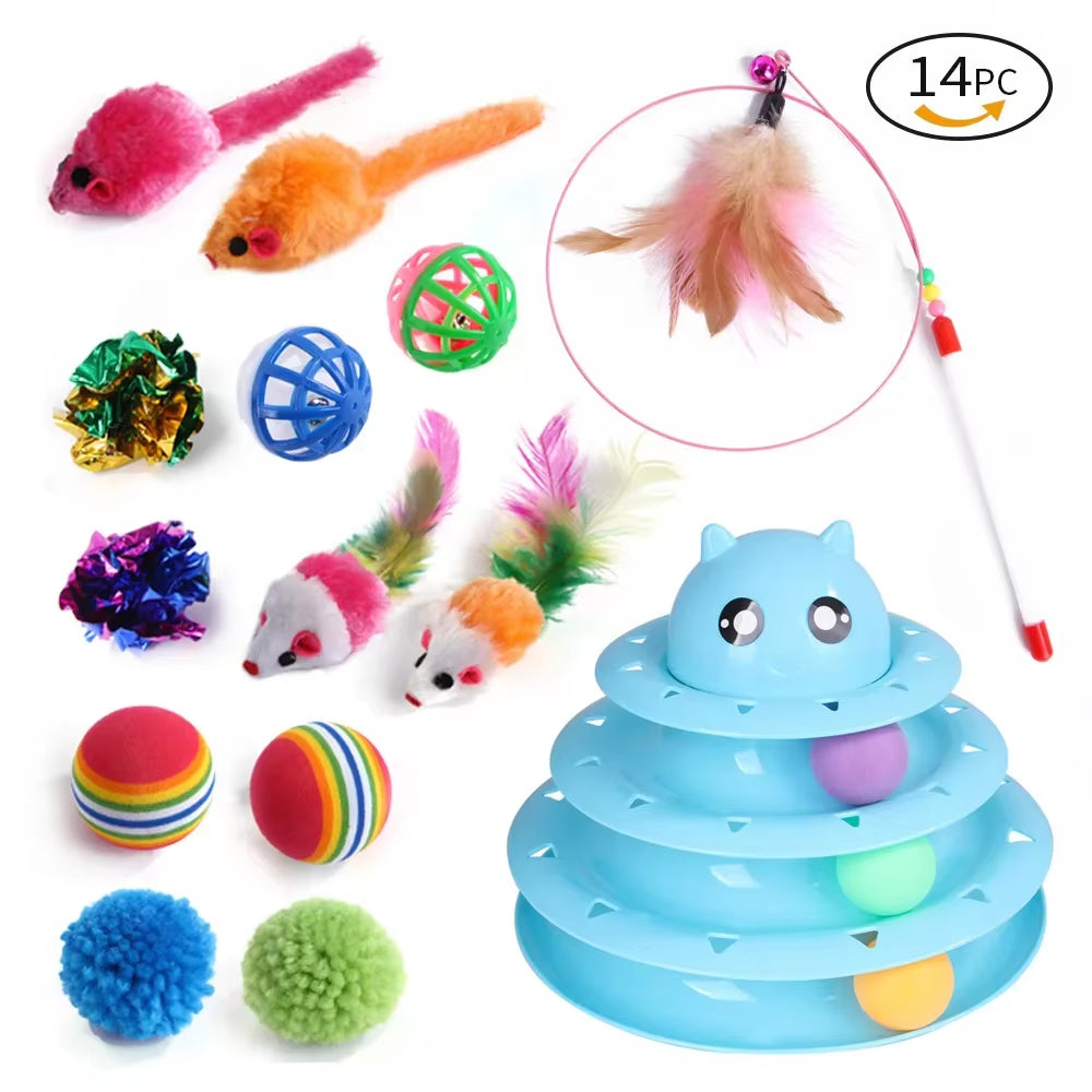 Variety Cat Toy Combination Set Cat Toy Funny Cat Stick Sisal Mouse Bell Ball Cat Supplies 20 Piece Set Anti