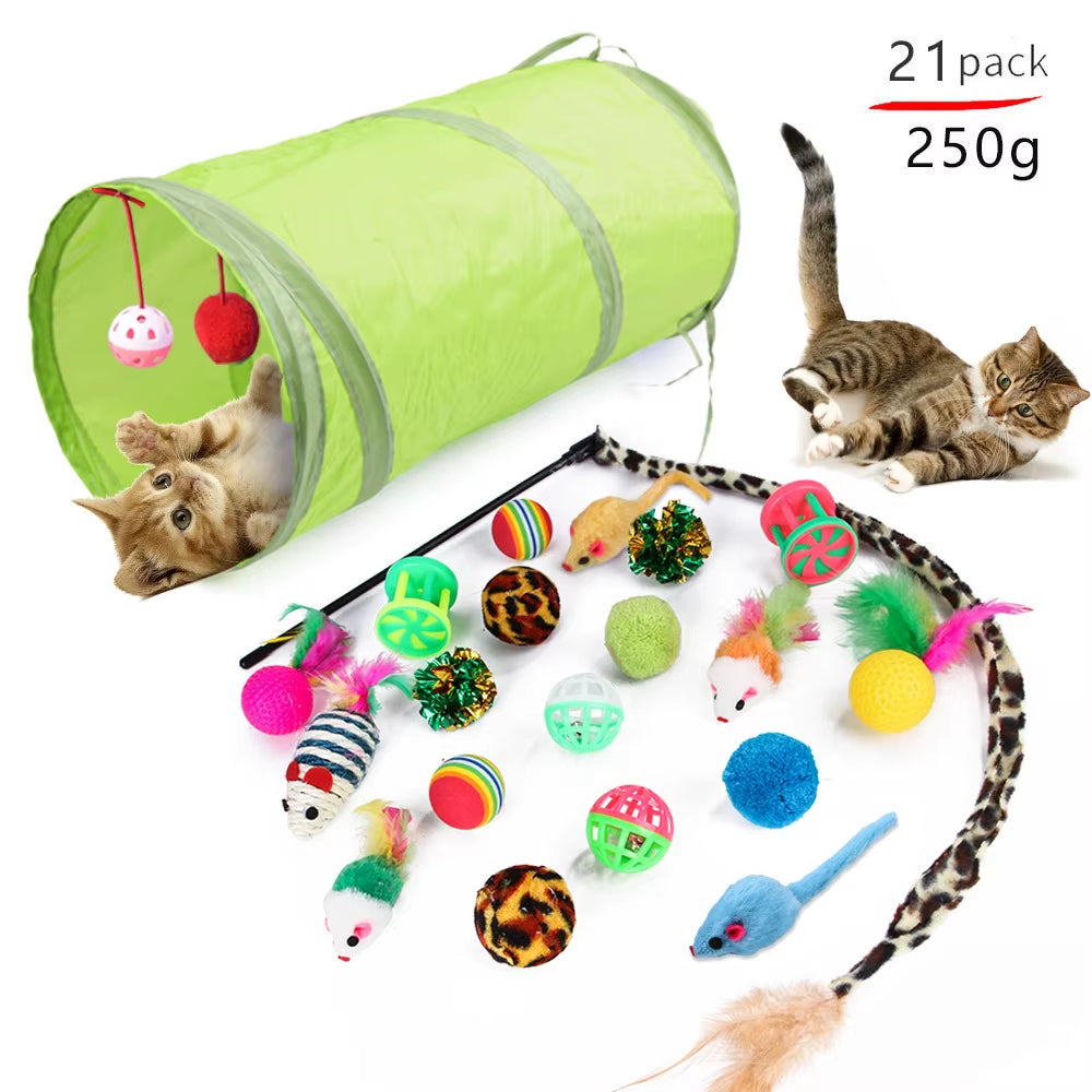 Variety Cat Toy Combination Set Cat Toy Funny Cat Stick Sisal Mouse Bell Ball Cat Supplies 20 Piece Set Anti