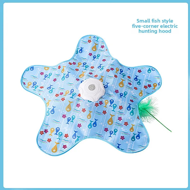 Cat Toys Interactive Hide and Seek Cat Toy with Mouse Squeaky Motion Activated Moving Concealed Feathers Kitten Teaser Toy