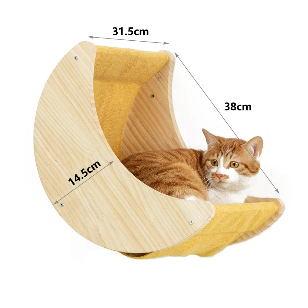 1 Piece Wall-Mounted Cat Climbing Rope Solid Wooden Pedals and Sisal Rope Kitten Training Claw Grinding Indoor Cat Furniture