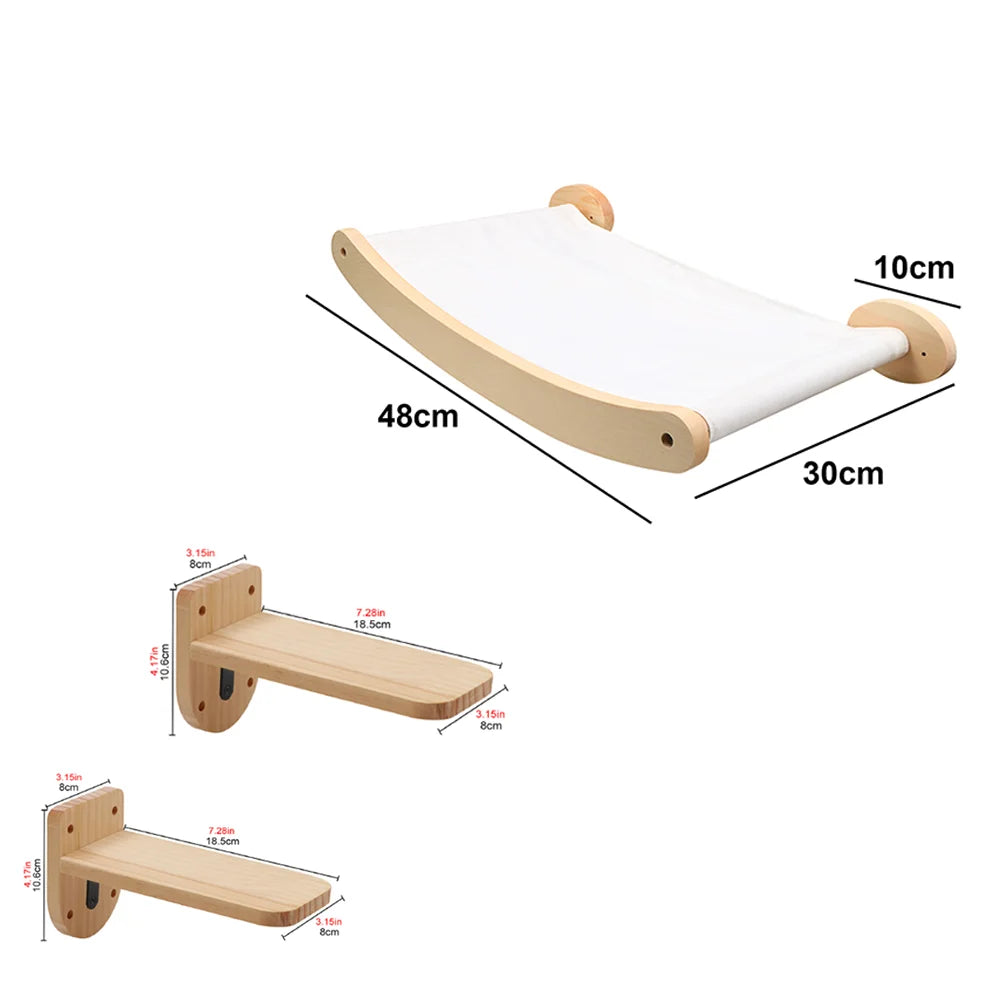 1 Piece Wall-Mounted Cat Climbing Rope Solid Wooden Pedals and Sisal Rope Kitten Training Claw Grinding Indoor Cat Furniture