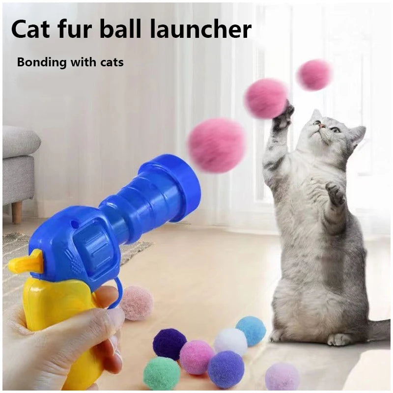 Interactive Cat Toys, cat balls gun with 20pcs Colourful Plush Balls, Cat Ball Toy Set for Indoor Cat exercise Training Chasing ＆ Relax