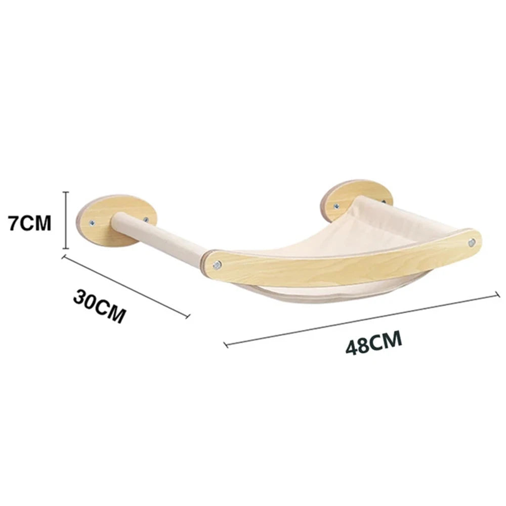 1 Piece Wall-Mounted Cat Climbing Rope Solid Wooden Pedals and Sisal Rope Kitten Training Claw Grinding Indoor Cat Furniture