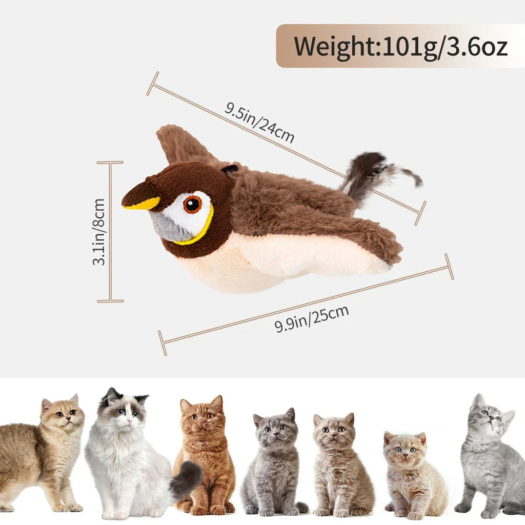 Flapping Bird Cat Toy Interactive Cat Toy Realistic Bird Sound Plush Cat Toy Catnip for Cats Kitten Toy Fun Indoor Kitten Toys