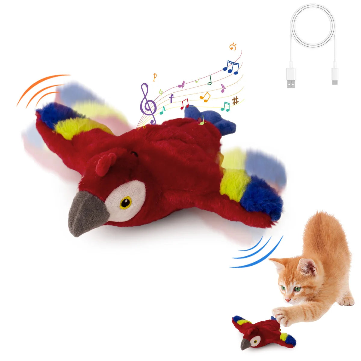 Flapping Bird Cat Toy Interactive Cat Toy Realistic Bird Sound Plush Cat Toy Catnip for Cats Kitten Toy Fun Indoor Kitten Toys