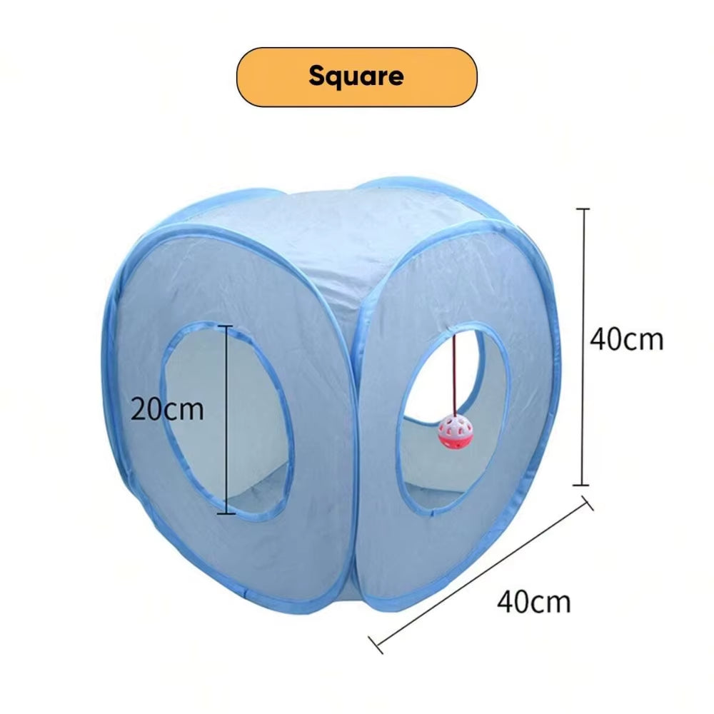 3-Way Foldable Pet Cat Tunnel Tube Toy Kitten Tunnel Toy with Peep Hole Pet Training Interactive Toy Tunnel Tube