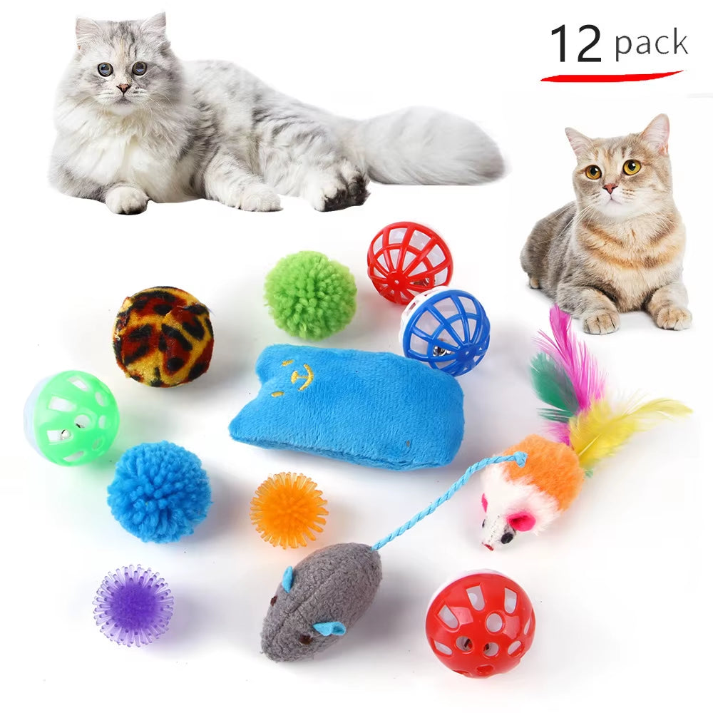 Variety Cat Toy Combination Set Cat Toy Funny Cat Stick Sisal Mouse Bell Ball Cat Supplies 20 Piece Set Anti