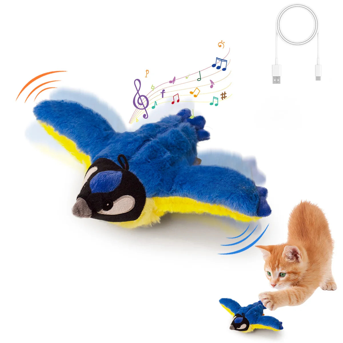 Flapping Bird Cat Toy Interactive Cat Toy Realistic Bird Sound Plush Cat Toy Catnip for Cats Kitten Toy Fun Indoor Kitten Toys